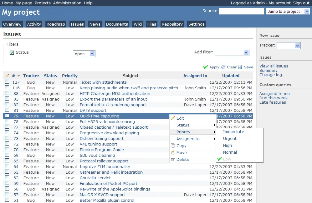 Basecamp-Alternative Redmine