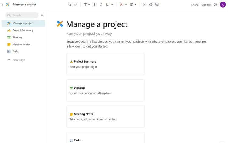 Coda screenshot