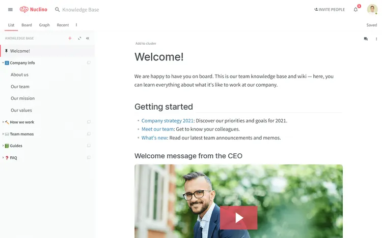 Company knowledge base Nuclino