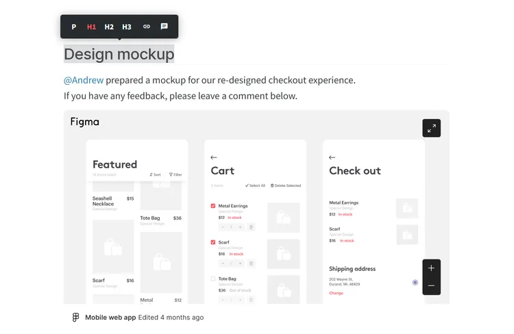 Editor of document sharing tool Nuclino