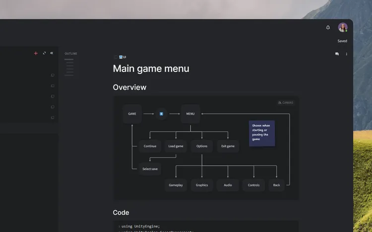 Game design document concept art
