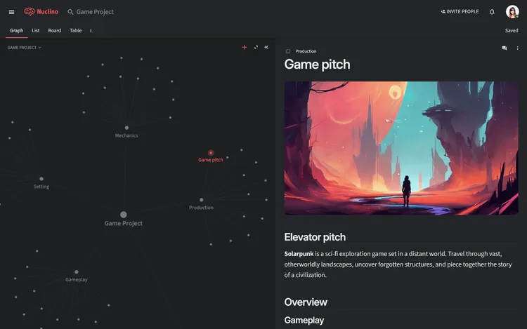 Game pitch example