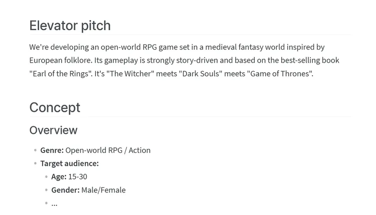 Game design plan core game concept