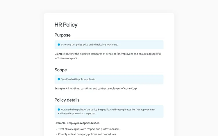HR policy template