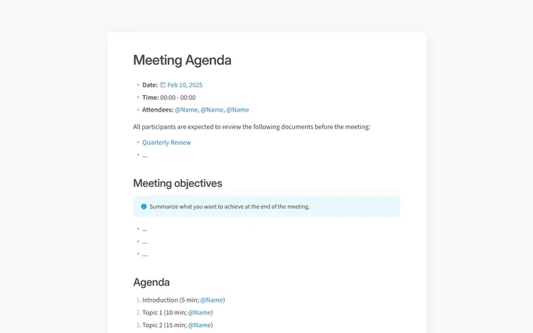 Meeting agenda template