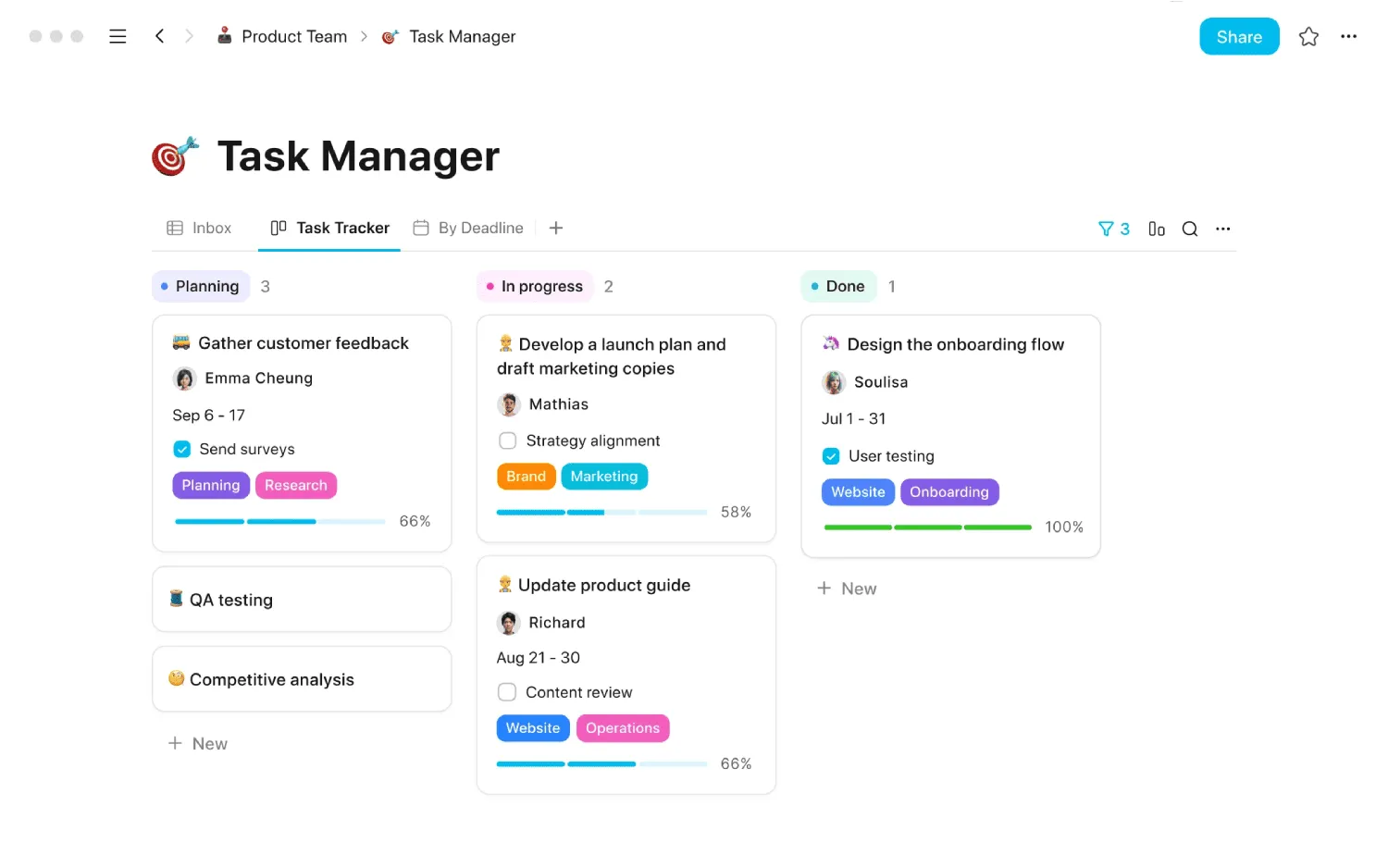 AppFlowy project dashboard