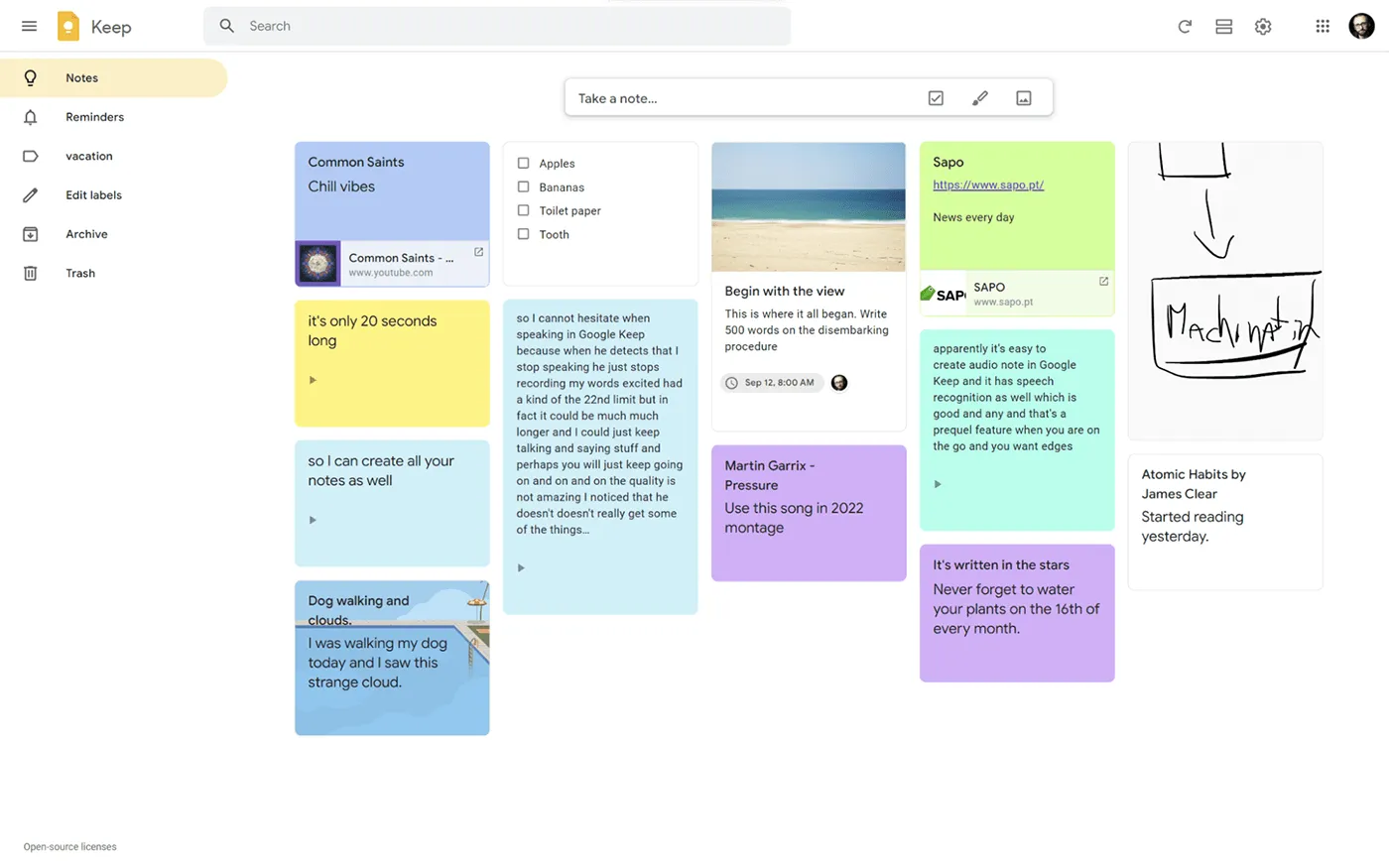 Alternative à OneNote Google Keep