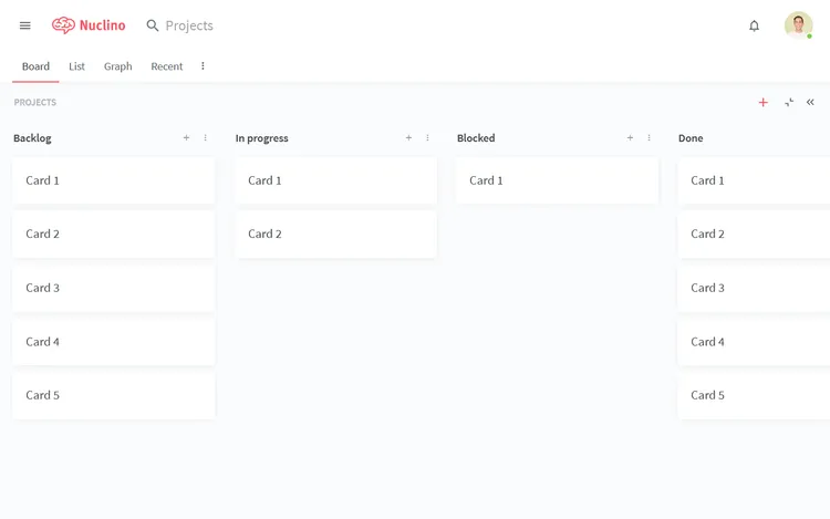 Kanban board in Nuclino