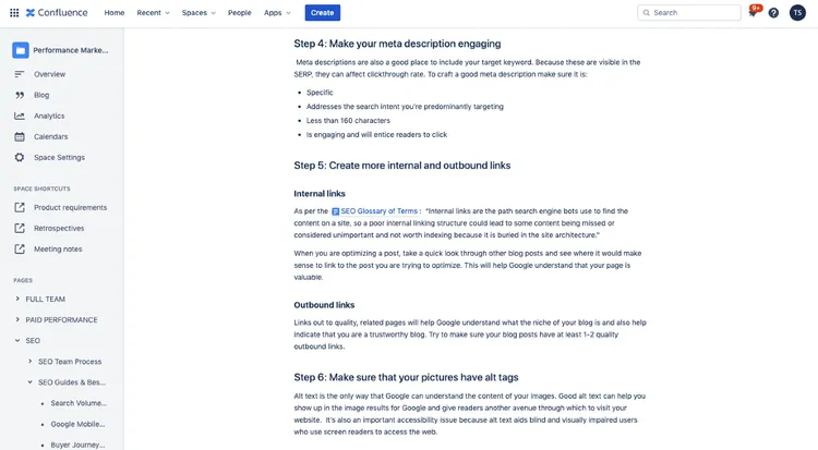 Process documentation software Confluence