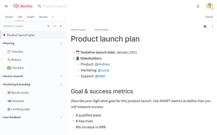 Product launch plan template