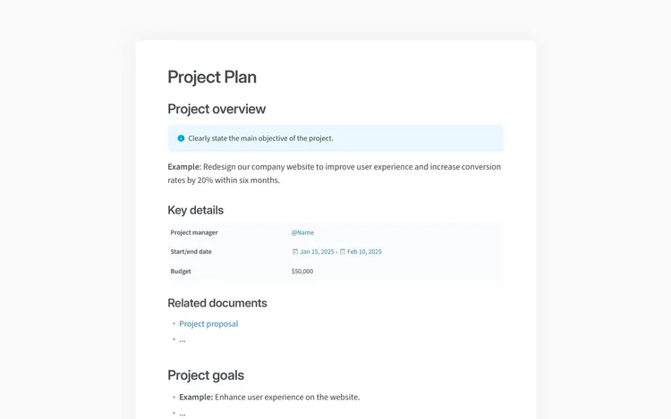 Project plan template
