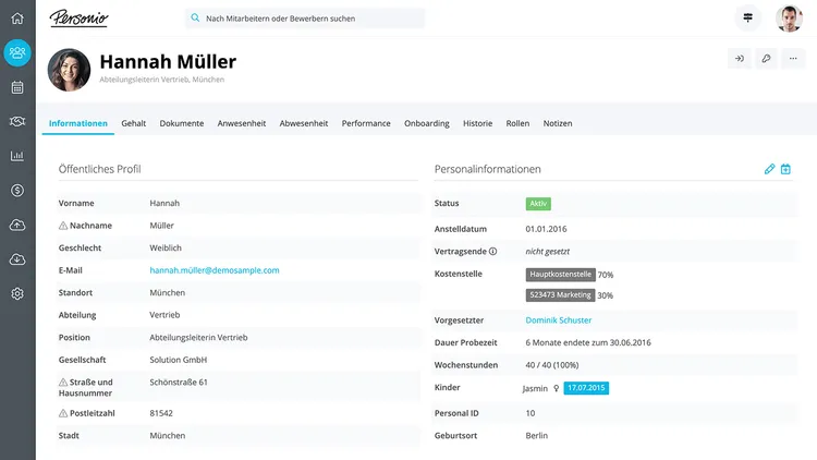 Remote work tool Personio
