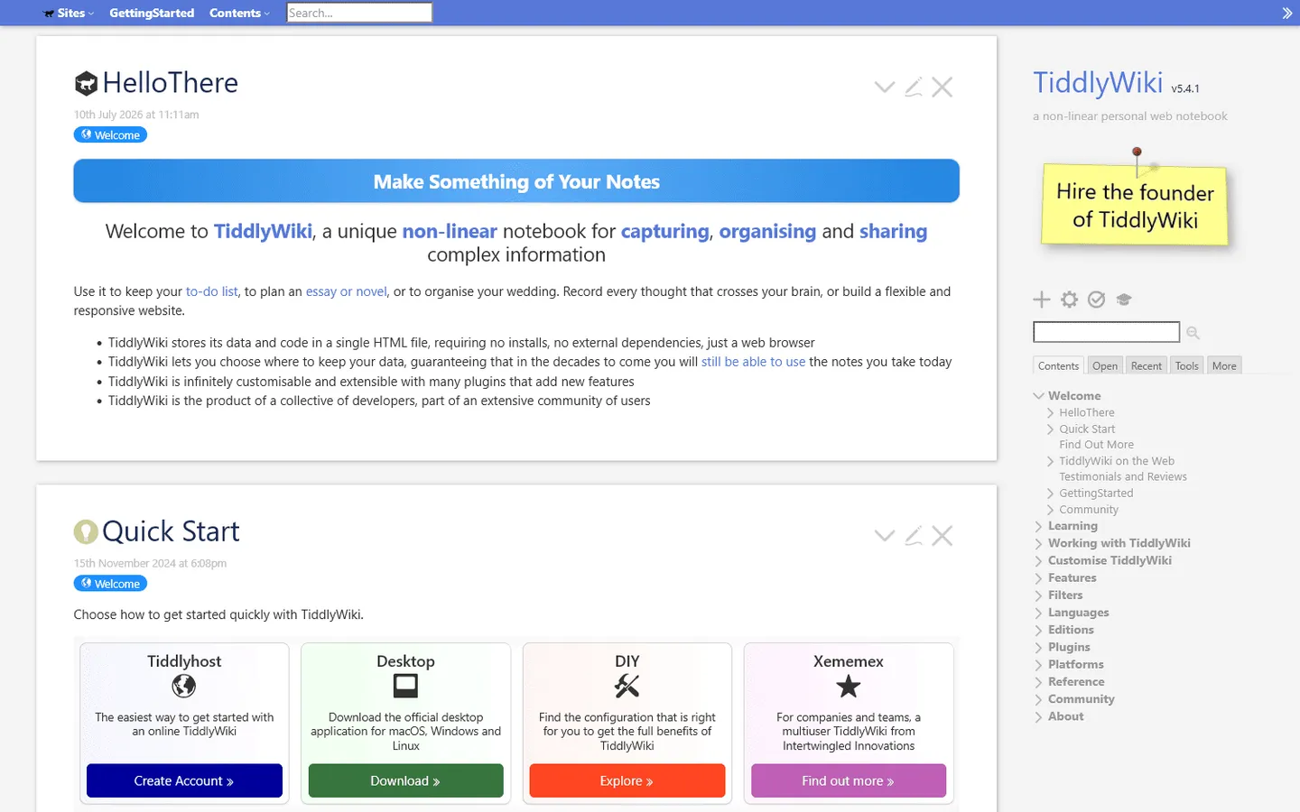 Wiki-Software TiddlyWiki