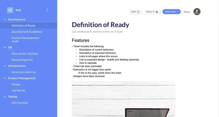 Internal wiki software YNAW