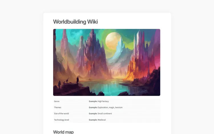 Worldbuilding wiki template