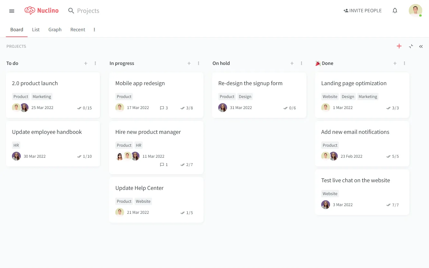 Alternative à Atlassian Confluence et Notion Nuclino vue en tableau