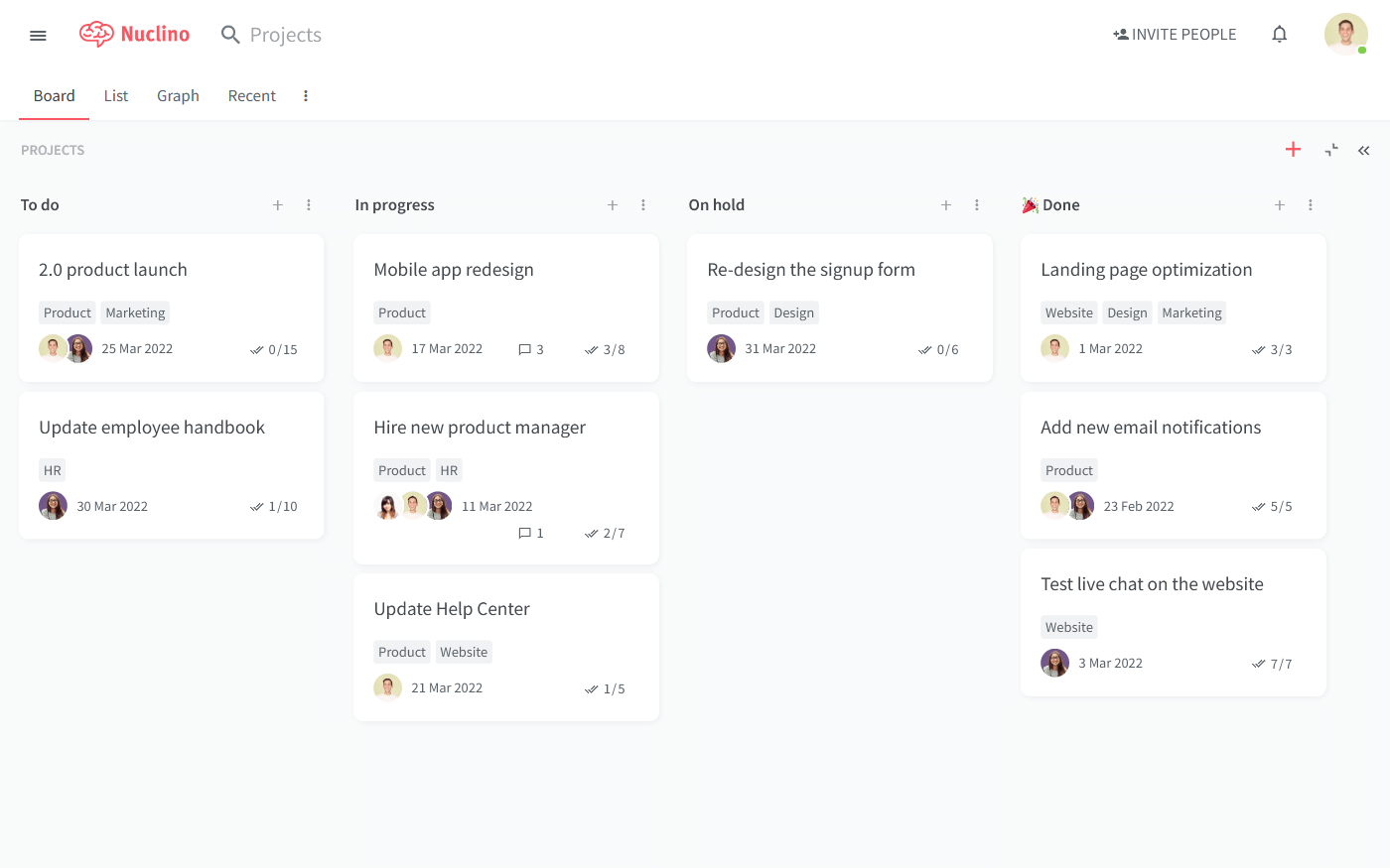 Dropbox Paper alternative Nuclino board view