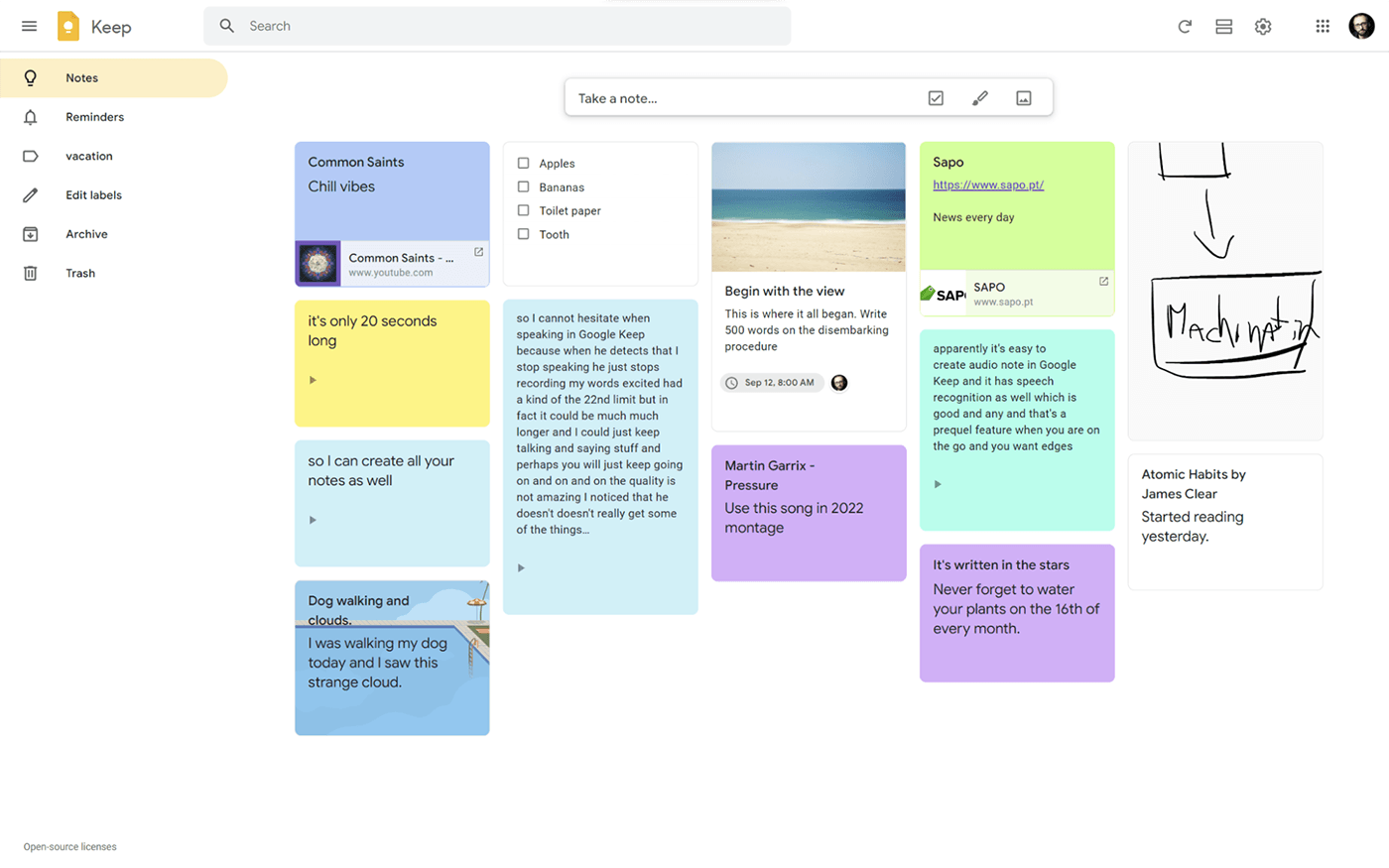 Notion alternative Google Keep