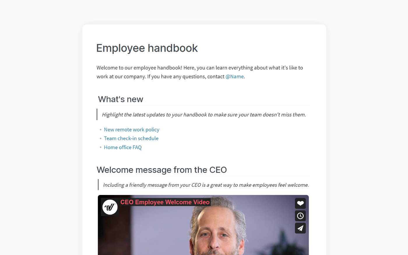 Employee handbook template