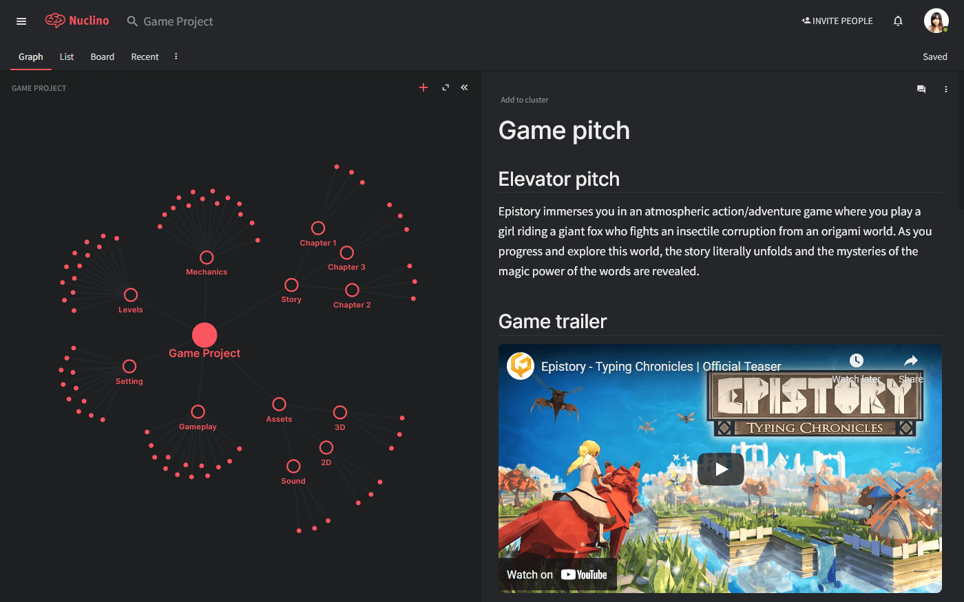 Game pitch example