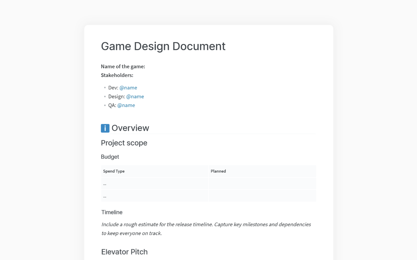 Game Design Document Template and Examples