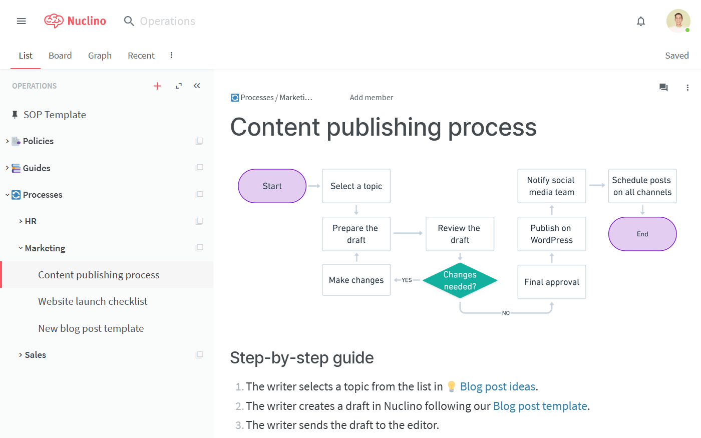 Process documentation SOP example