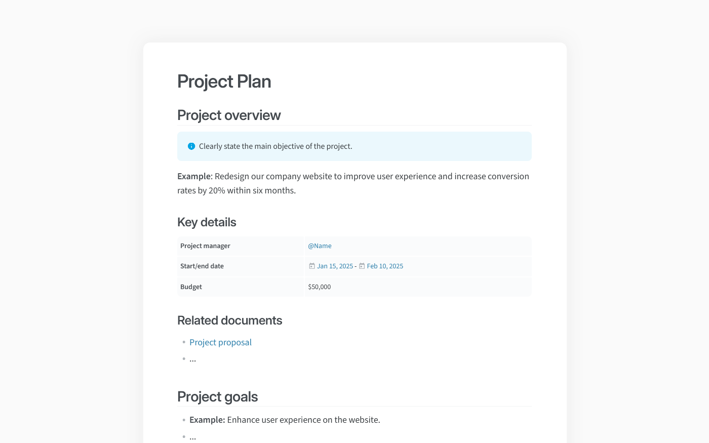 Project plan template