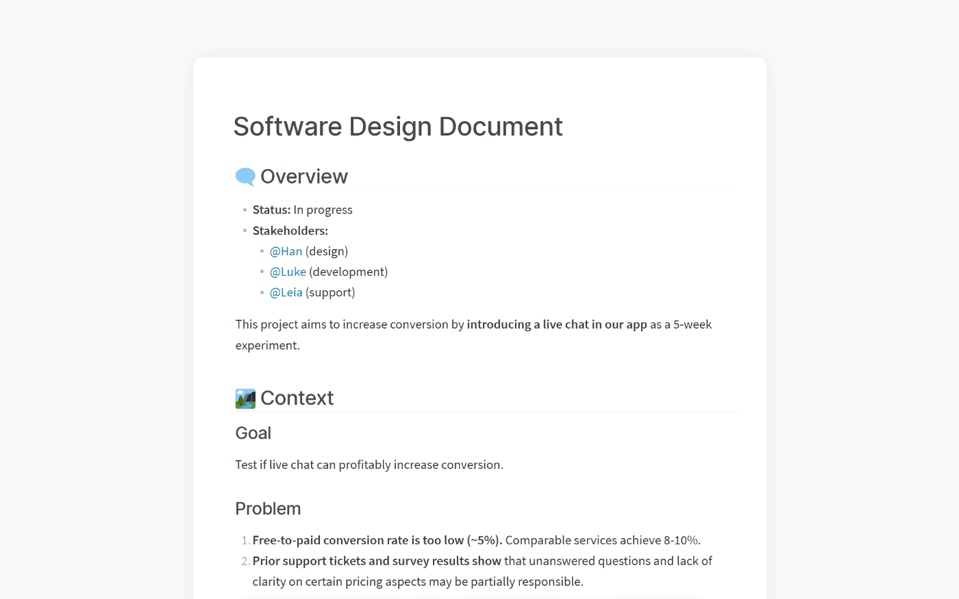 how to write documentation for software development