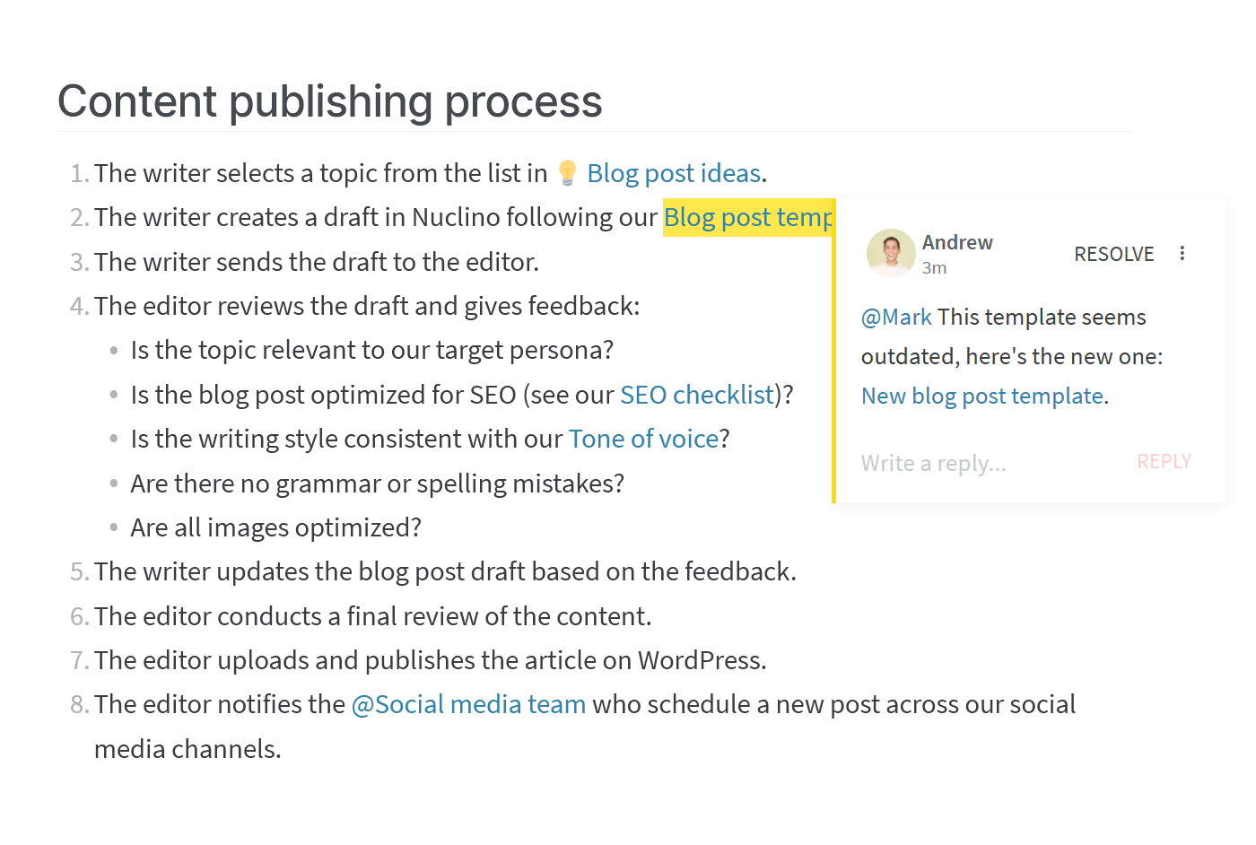 how to write a process