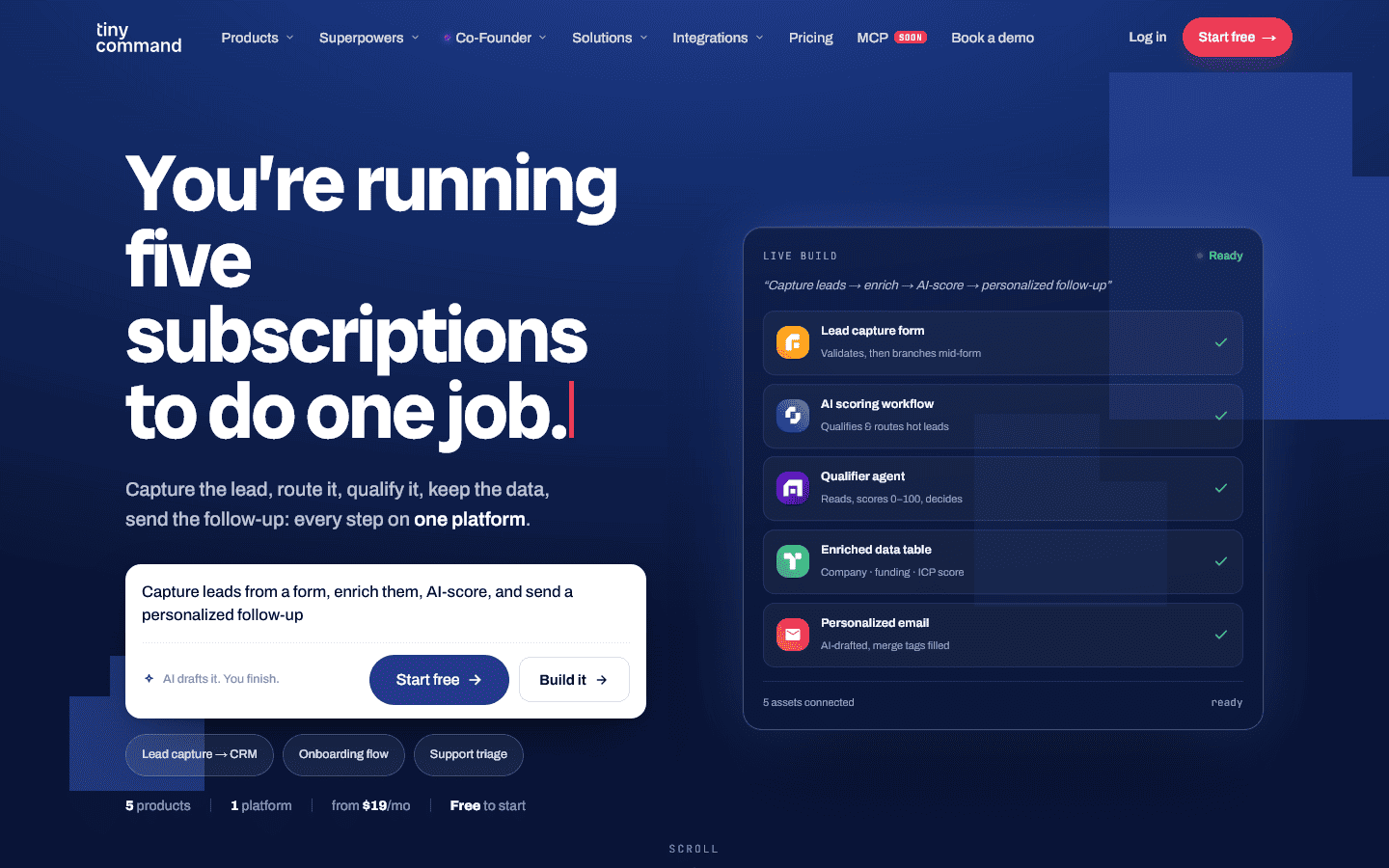 Best sales tools for startups TinyCommand