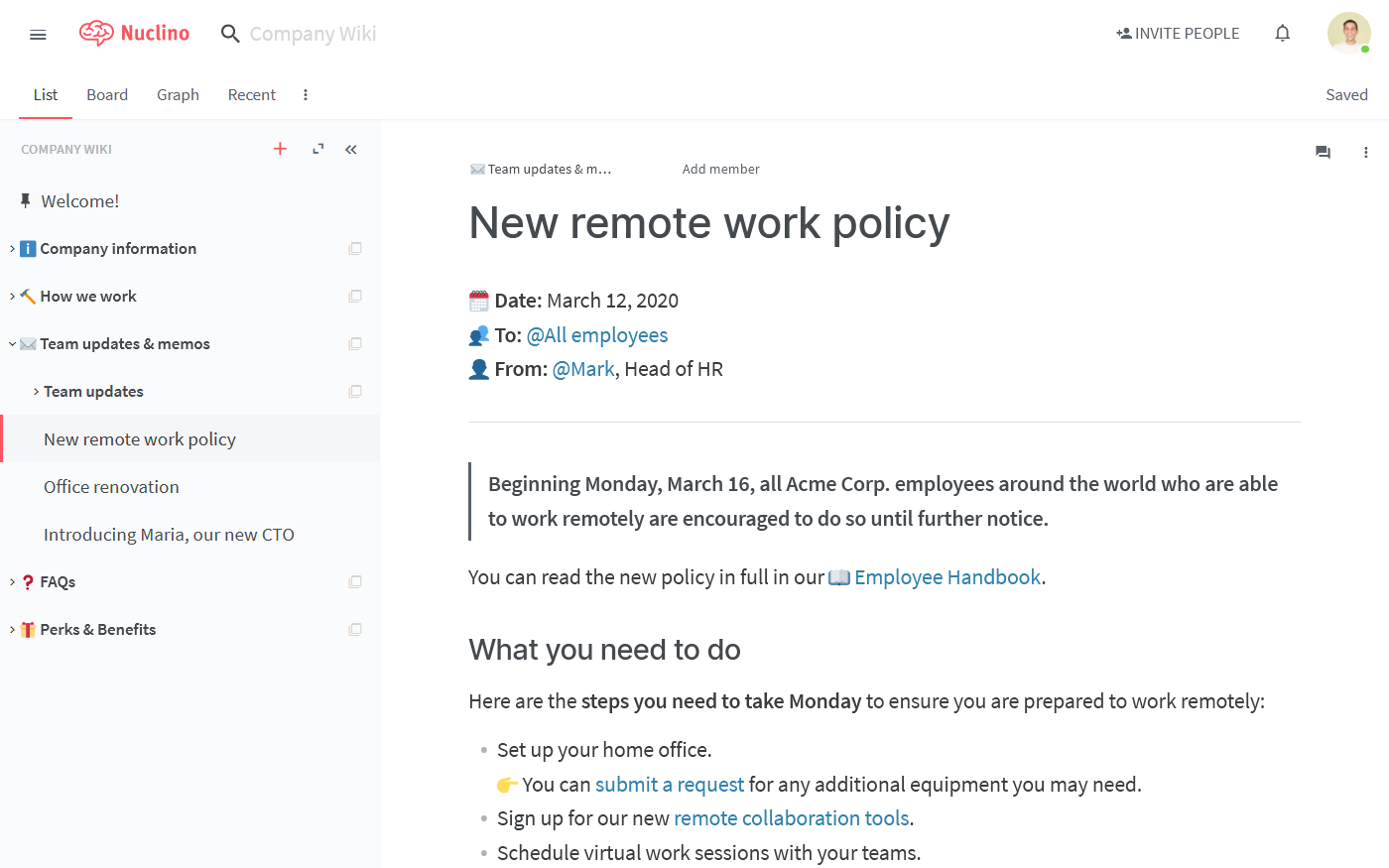 The modern corporate wiki Nuclino