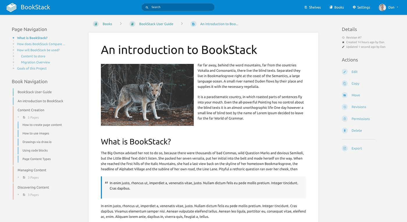 Knowledge management tool BookStack