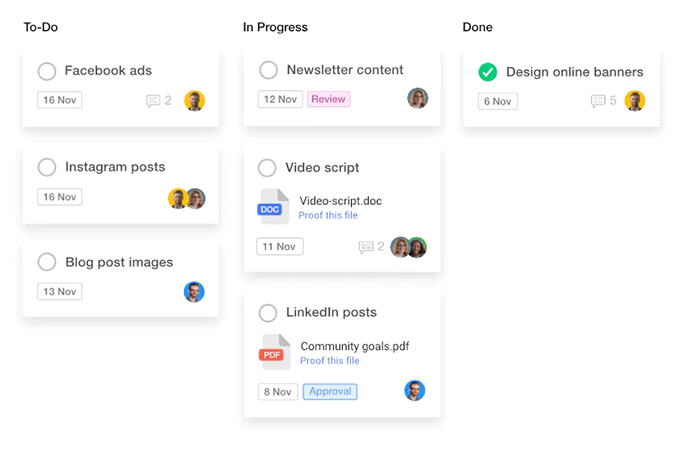 Kanban tool ProofHub