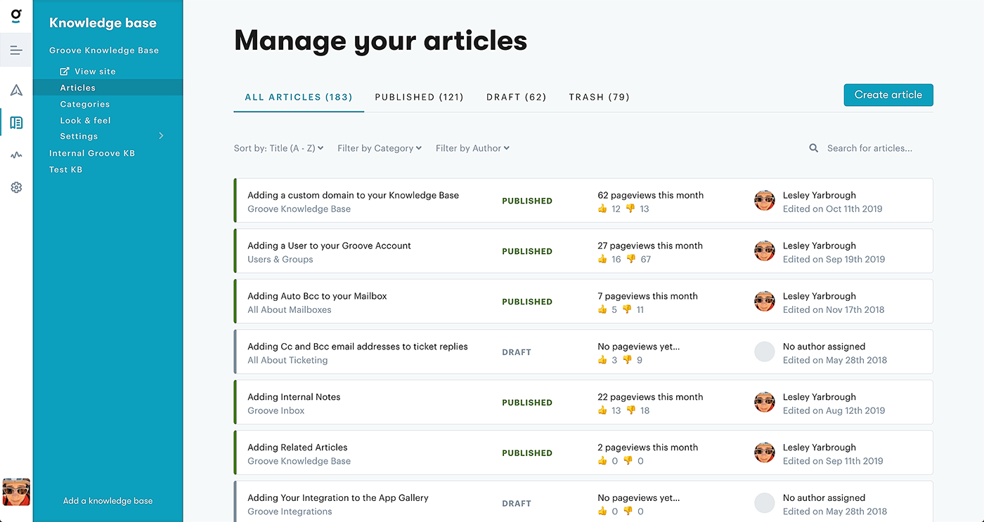 Knowledge base software Groove