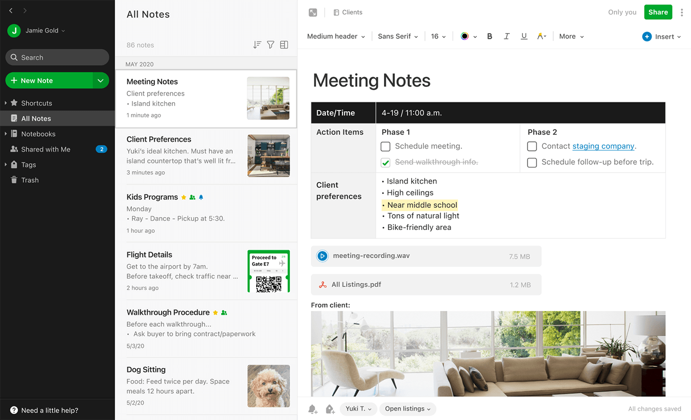 Meeting minutes software Evernote