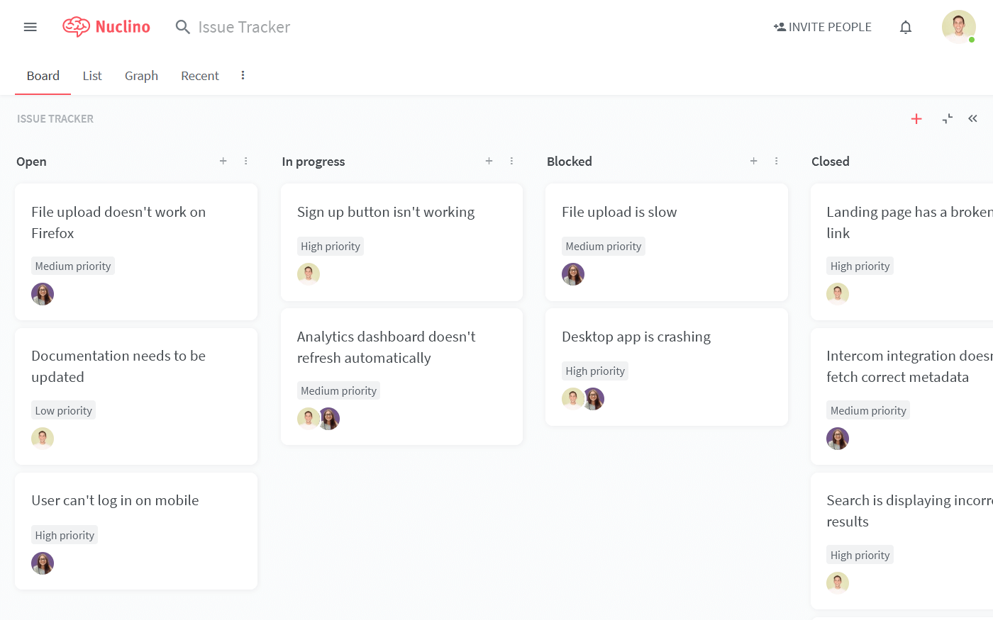 Functional requirements documentation tool Nuclino board view