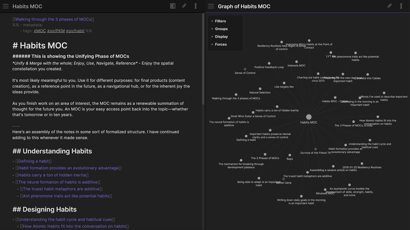 Personal knowledge base software example Obsidian