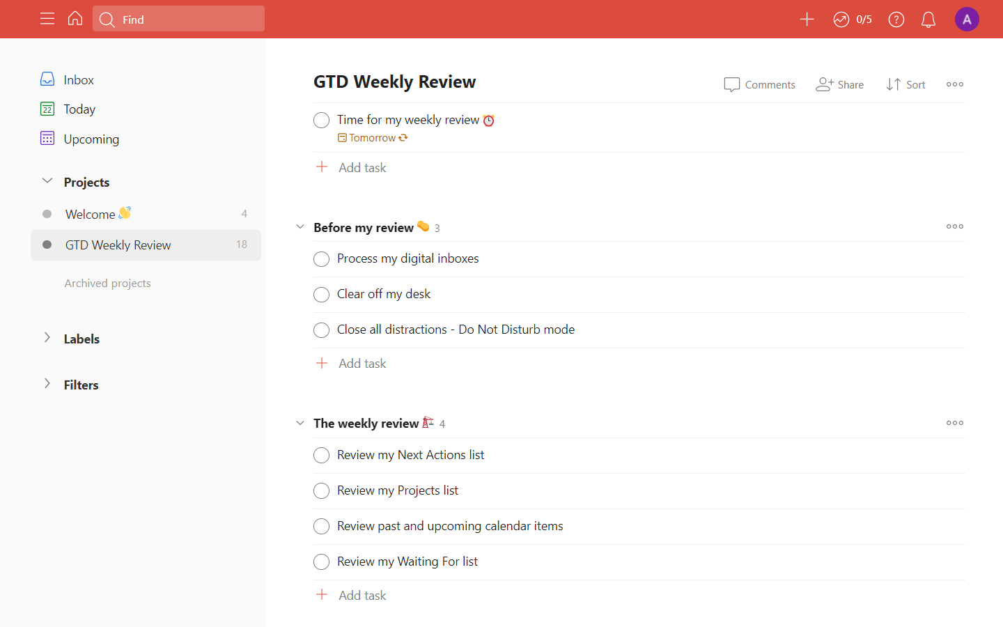 Project management tool for startups Todoist