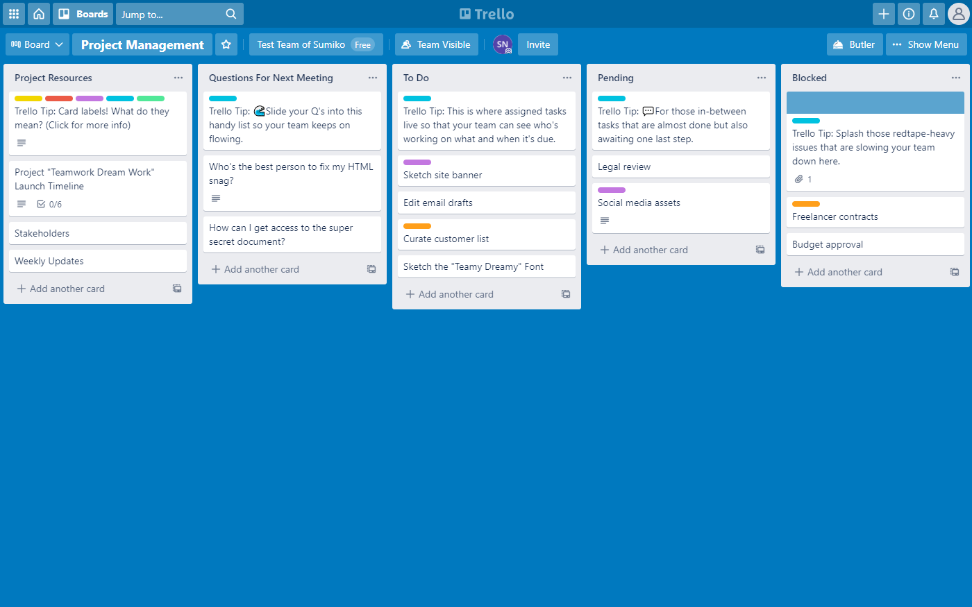 Project management tool for startups Trello